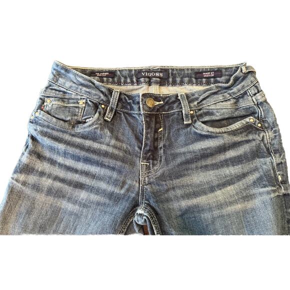 Vigoss Bootcut Jeans Women’s Size 27 27x33 Denim Stretch Distressed Raw Hem - Picture 7 of 16